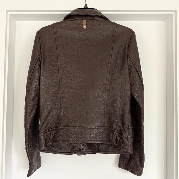 Mackage Lisa Pebbled Leather Jacket Bordeaux Size M - Picture 5 of 8